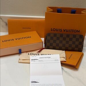Louis Vuitton Damier Clemence Zipper Wallet complete set